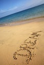Sandy beach with dream sign