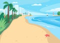 Sandy beach flat color vector illustration