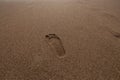 Sandy beach, footprint on the beach Royalty Free Stock Photo