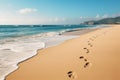 a sandy beach with footprints