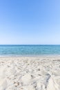 View of the sea from a Sandy Beach with copy space Royalty Free Stock Photo