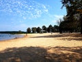 Sandy beach on Greers Ferry lake at Heber springs Royalty Free Stock Photo