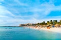 Sandy beach in the High Rise hotel area, Aruba Royalty Free Stock Photo