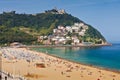 Sandy beach of La Concha in San Sebastian, Spain Royalty Free Stock Photo