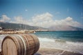 Sandy beach. Local port in Kefalonia, Greece.