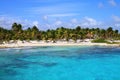 Sandy beach in Mahahual village, Costa Maya, Mexico