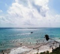 Sandy beach next to the Mayan site of Tulum Royalty Free Stock Photo