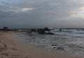 Sandy Beach on the North Coast of Aruba Royalty Free Stock Photo