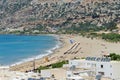 Sandy beach of Paleochora town at western part of Crete island, Greece Royalty Free Stock Photo