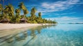 Sandy beach with palm Fantastic tropical island for travel, Sunny blue sky holiday vacation background, Amazing summer travel