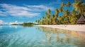 Sandy beach with palm Fantastic tropical island for travel, Sunny blue sky holiday vacation background, Amazing summer travel