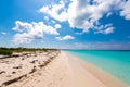 Sandy beach Playa Paradise of the island of Cayo Largo, Cuba. Copy space for text. Royalty Free Stock Photo