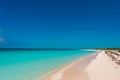 Sandy beach Playa Paradise of the island of Cayo Largo, Cuba. Copy space for text. Royalty Free Stock Photo