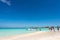 Sandy beach Playa Paradise of the island of Cayo Largo, Cuba. Copy space for text.