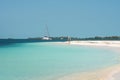 Sandy beach Playa Paradise of the island of Cayo Largo, Cuba. Copy space for text. Royalty Free Stock Photo