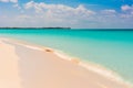 Sandy beach Playa Paradise of the island of Cayo Largo, Cuba. Copy space for text. Royalty Free Stock Photo