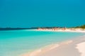 Sandy beach Playa Paradise of the island of Cayo Largo, Cuba. Copy space for text. Royalty Free Stock Photo