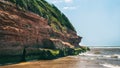 Sandy beach with red sand and rock in Exmouth ,Devon, UK. Jurassic coast, british heritage site Royalty Free Stock Photo