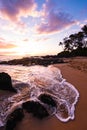 Sandy Beach Shore with Palm Trees Silhouette at Secret Beach in Maui Royalty Free Stock Photo