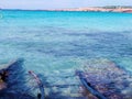 Sandy beach for summer balearic holidays in cala saona in formentera island Royalty Free Stock Photo