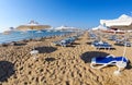 Sandy beach at Sunny beach, Bulgaria Royalty Free Stock Photo