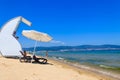Sandy beach in Sunny Beach resort town, Bulgaria Royalty Free Stock Photo
