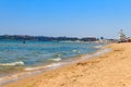 Sandy beach in Sunny Beach resort town, Bulgaria Royalty Free Stock Photo