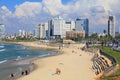 Sandy beach in Tel Aviv, Israel Royalty Free Stock Photo