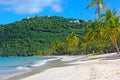 Sandy beach on a tropical island in the morning.