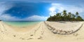 Sandy beach and tropical sea. Panglao island, Philippines. 360-Degree view, Royalty Free Stock Photo