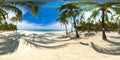 Sandy beach and tropical sea. Panglao island, Philippines. 360-Degree view, Royalty Free Stock Photo