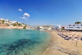 The sandy beach Vari in Syros, Greece Royalty Free Stock Photo