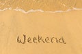Weekend written on sand Royalty Free Stock Photo
