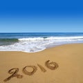 2016 on sandy beach Royalty Free Stock Photo