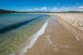 Sandy beaches of Peloponnese, white sand beach Voidokilias near Pylos, Greece Royalty Free Stock Photo