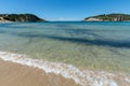 Sandy beaches of Peloponnese, white sand beach Voidokilias near Pylos, Greece Royalty Free Stock Photo