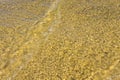 Sandy bottom of a river shot on a sunny spring day. Background for clear water Royalty Free Stock Photo