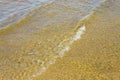 Sandy bottom of a river shot on a sunny spring day. Background for clear water Royalty Free Stock Photo