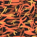 Sandy camouflage with orange spots, seamless vector background