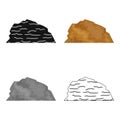 Sandy ceremony in wild west .Mountains of sand.Mountains in the desert.Different mountains single icon in cartoon style