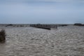 Sandy coast with a wooden bridge, Sardinia Royalty Free Stock Photo