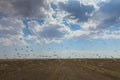 Sandy country road in the salt desert landscape on a hot summer Royalty Free Stock Photo