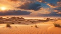 Sandy desert at a sunset time Royalty Free Stock Photo