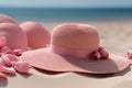 Sandy escape Pink straw hat sets the mood for a beach holiday