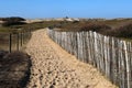 Sandy and fenced path leading to Ty Hoche beach in Plouharnel