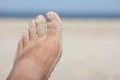 Sandy foot on the beach Royalty Free Stock Photo