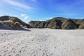 Sandy footsteps leading the way to Wharariki Beach Royalty Free Stock Photo