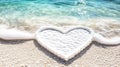 Sandy heart, ocean wave, beach, romance, summer Royalty Free Stock Photo