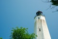 Sandy Hook Lighthouse New Jersey on clear sunny day Royalty Free Stock Photo