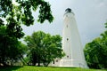 Sandy Hook Lighthouse New Jersey sunny day storm brewing Royalty Free Stock Photo